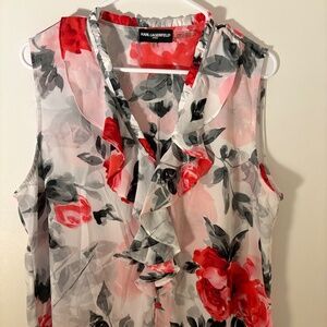 Karl Lagerfeld Paris Women's Ruffle Front Size XL